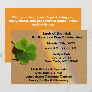 Invitation Arc-en-ciel orange Saint-Patrick   