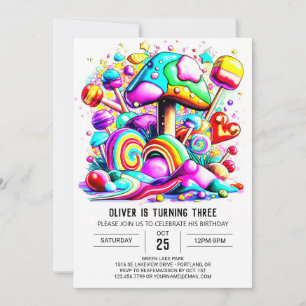 Invitation Arc-en-ciel Paillettes Anniversaire Enfants