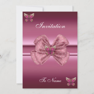 Invitation Arc-en-ciel Papillon Rose