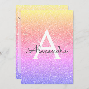 Invitation Arc-en-ciel Parties scintillant 13e Treize Anniver