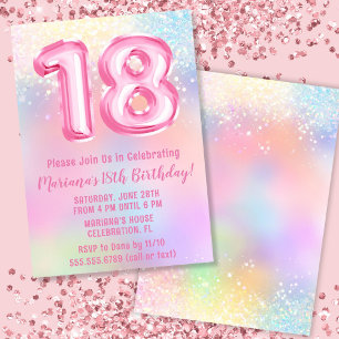Invitation Arc-en-ciel rose 18e anniversaire
