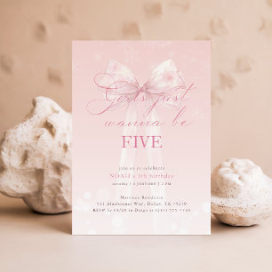 Invitation Arc-en-ciel rose aquarelle Hiver Fille Enfant 5ème