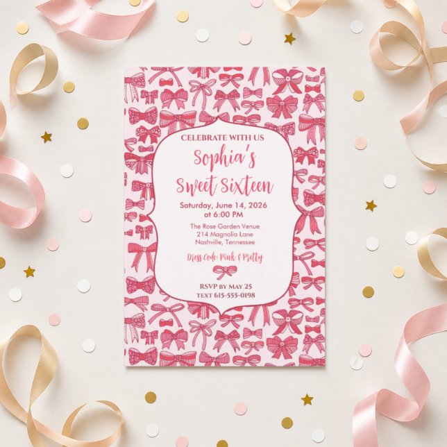 Invitation Arc-en-ciel Rose Coquette  (Créateur téléchargé)
