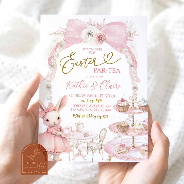 Invitation Arc-en-ciel Rose Perle Coquette Pâques Par Tea (Créateur téléchargé)
