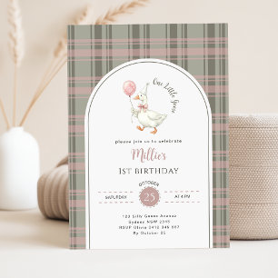 Invitation Arc-en-ciel Rose Une petite oie Fête d'anniversair