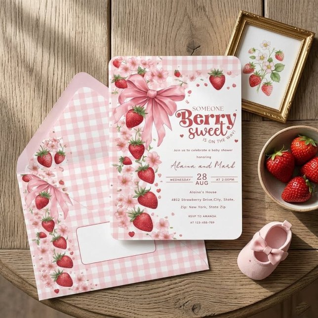 Invitation Arc-en-ciel Ruban Fraise Douce Fête de Naissance (Créateur téléchargé)