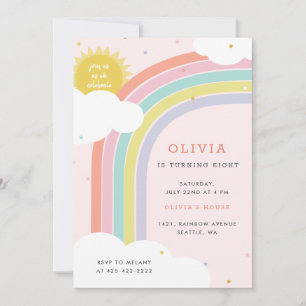 Invitation Arc-en-ciel, soleil et nuages Anniversaire de l'en