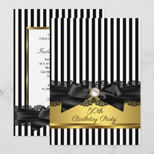 Invitation Arc en dentelle noire blanche Or 50e anniversaire