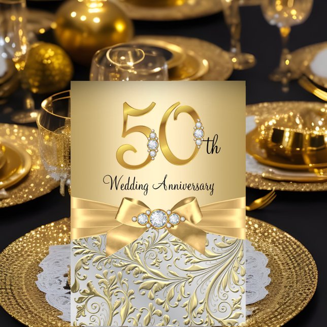Invitation Arc en or élégant diamant 50e anniversaire (Créateur téléchargé)