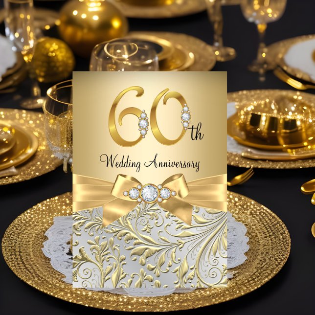 Invitation Arc en or élégant diamant 60e anniversaire (Créateur téléchargé)