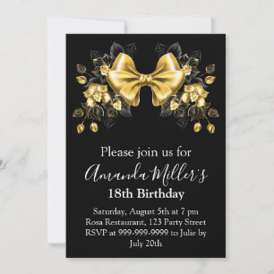 Invitation Arc en or noir luxe anniversaire magnétique