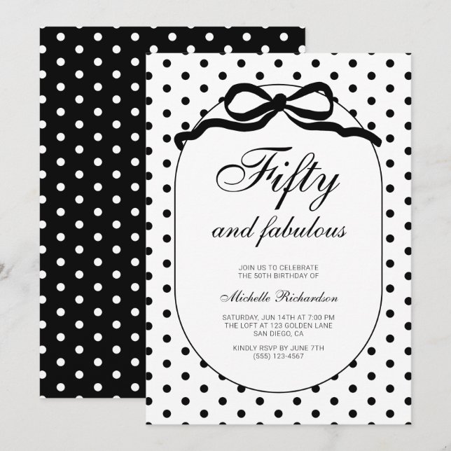 Invitation Arc en polka pour un 50e anniversaire fabuleux (Devant / Derrière)