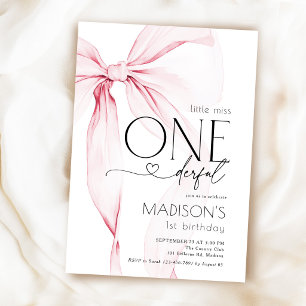 Invitation Arc en rose 1er anniversaire Little Miss ONEderful