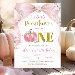 Invitation Arc en rose Coquette Pumpkin 1er anniversaire
