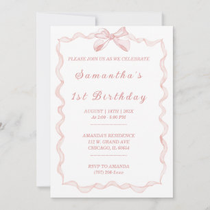 Invitation Arc en Rose Élégant pour les 1ers Anniversaires de