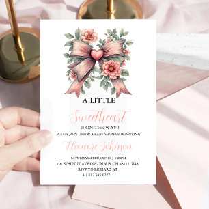 Invitation Arc en rose et petite dentelle florale pour Baby S