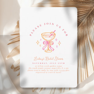 Invitation Arc en ruban pour une baby shower de couleur rose