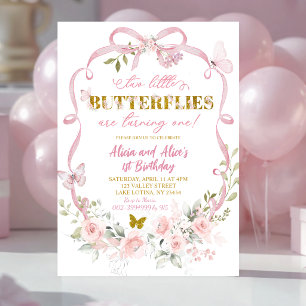 Invitation Arc en ruban rose 1er anniversaire