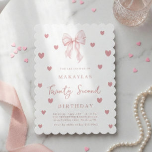 Invitation Arc en ruban rose 22e anniversaire Élégant et esth