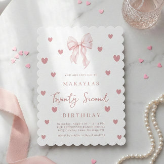 Invitation Arc en ruban rose 22e anniversaire Élégant et esth