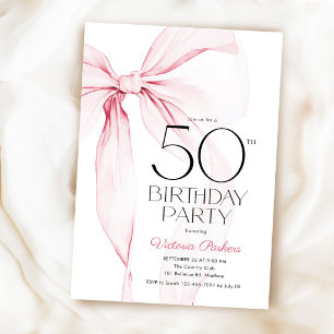 Invitation Arc en ruban rose 50e anniversaire Élégant Féminin