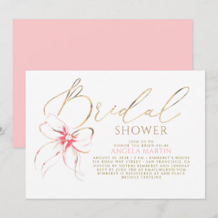 Invitation Arc en ruban rose élégant et romantique pour la do