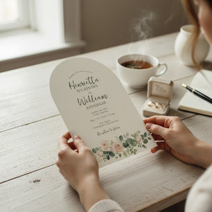 Invitation arc en un seul script floral botanique vert