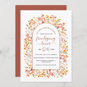 Invitation Arc, feuilles et baies terracotta Friendsgiving