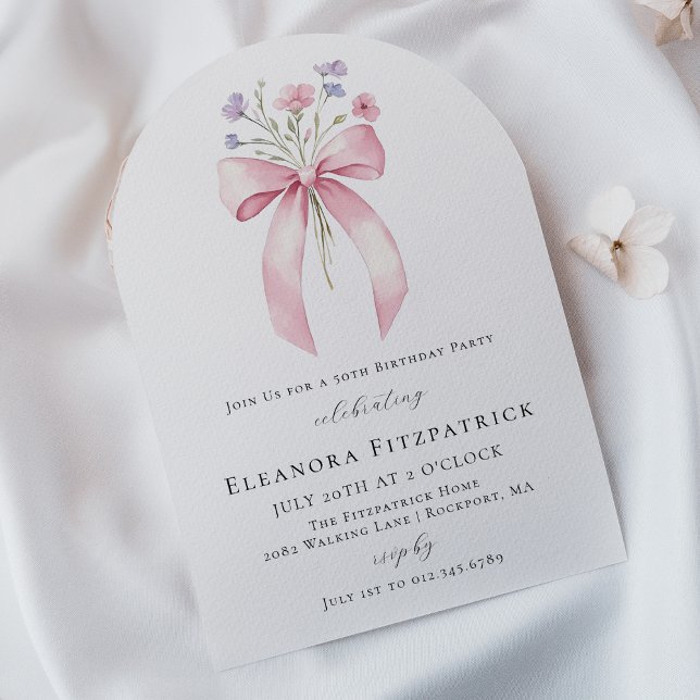 Invitation Arc Fleur sauvage de la boue rose du 50e anniversa (Créateur téléchargé)