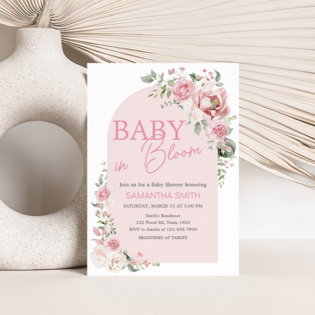 Invitation Arc floral bébé dans le Baby shower en fleur (Baby in Bloom Floral Arch Baby Shower Invitation)
