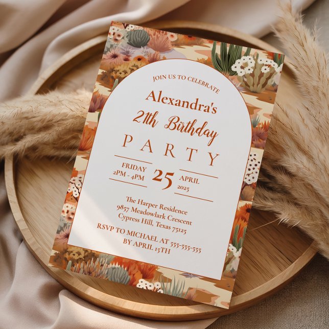 Invitation Arc Floral Désertique Anniversaire (Créateur téléchargé)