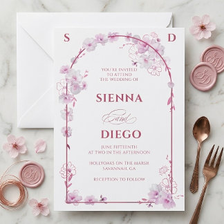 Invitation Arc floral d'orchidée rose Mariage élégant moderne