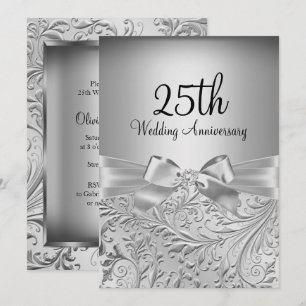 Invitation Arc floral élégant argent 25e anniversaire