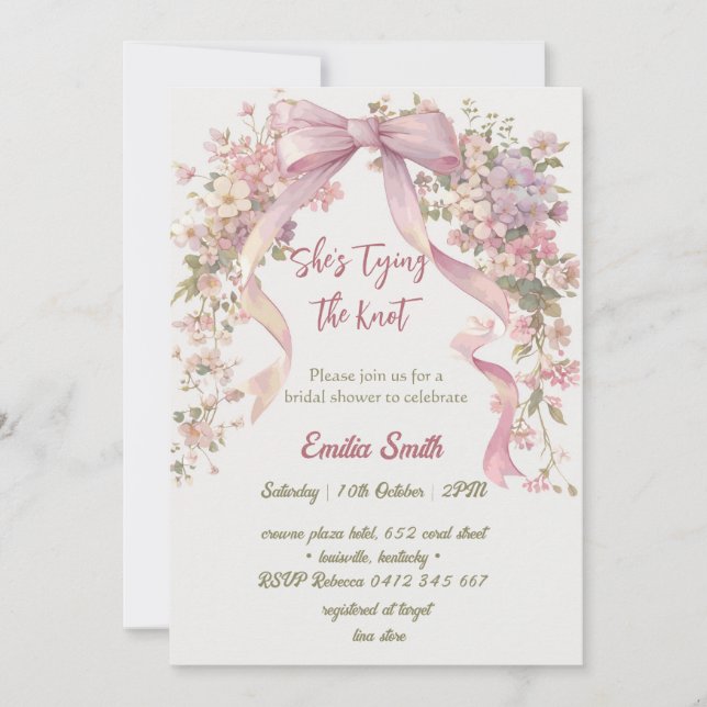 Invitation arc floral liant le noeud nuptiale douche (Devant)