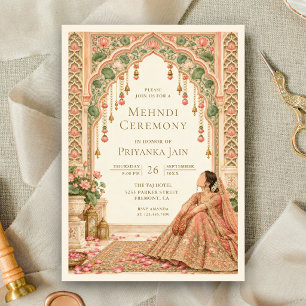 Invitation Arc floral Lotus Péché Cérémonie de Mehndi de la m