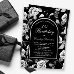 Invitation Arc floral noir blanc Rose 21e anniversaire<br><div class="desc">Un motif floral rose noir et blanc très élégant crée un modèle d'invitation de 21e anniversaire. Texte blanc et calligraphie sont encadrés par une arche noire bordée de blanc. Disponible en stock ou en téléchargement numérique. Cet article fait partie de la Collection Florale de Rose Noire et Blanche. il contient...</div>