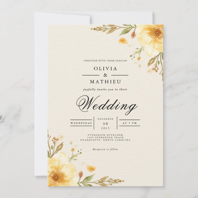 Invitation Arc Floral Or Whimsy Mariage (Devant)