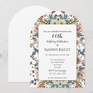 Invitation Arc Floral Personnalisé Élégant pour 60e Anniversa