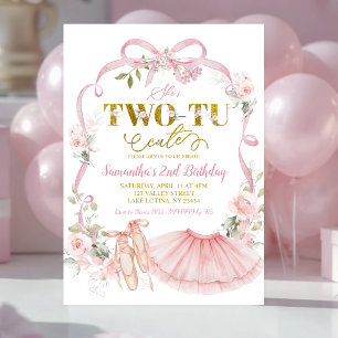 Invitation Arc floral rose Coquette Tutu de ballet 2e anniver