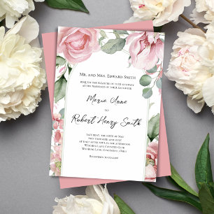 Invitation Arc floral rose pâle Mariage élégant