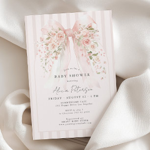 Invitation Arc floral sauvage rose saumonée pour la baby show