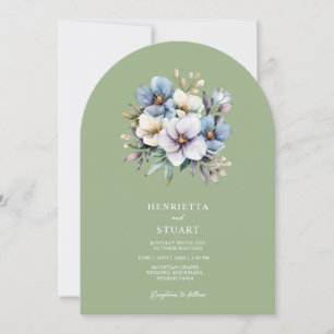 Invitation Arc floral vert sauge tout en un Mariage 