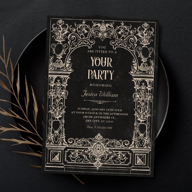 Invitation Arc gothique baroque vintage noir (Créateur téléchargé)
