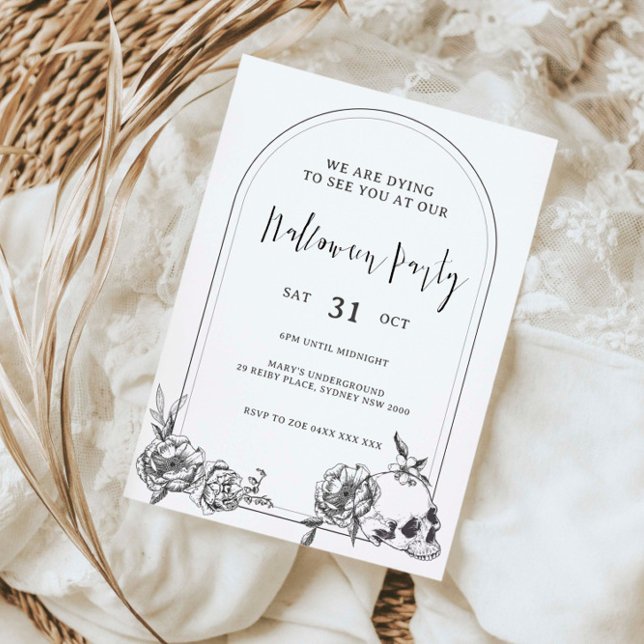 Invitation Arc gothique de fleurs dessinées à la main Hallowe (Créateur téléchargé)