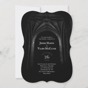 Invitation Arc gothique Mariage élégant Noir et Blanc foncé