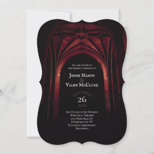 Invitation Arc gothique Mariage élégant Noir Noir Noir Rouge