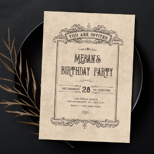 Invitation arc gothique vintage pour anniversaire