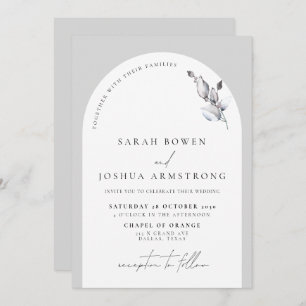 Invitation Arc gris moderne Mariage de script botanique