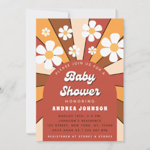 Invitation Arc Hippie super les années 70 60s Baby shower Dai