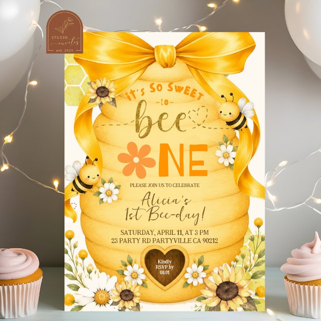 Invitation Arc jaune si doux pour le premier anniversaire de  (Créateur téléchargé)
